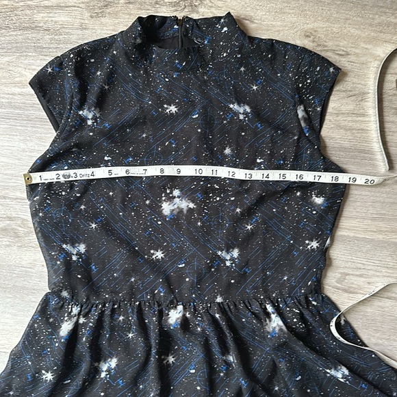 Blue and Black Star Wars Dress with tie fighters and silver belt - Picture 6 of 8